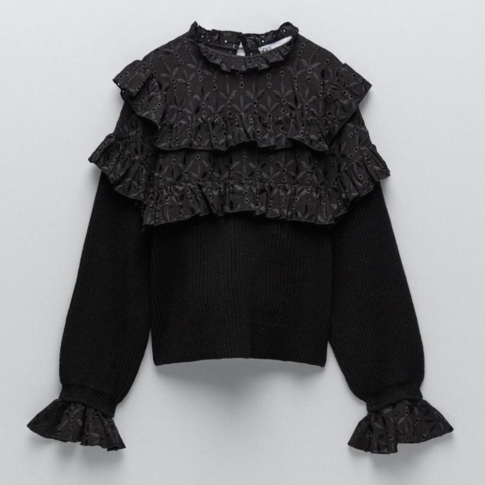 ZARA black ruffle sweater